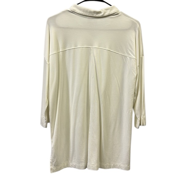 J Jill Rayon Blend Cream Stretch Button Up 3 Quarter Sleeve Tunic Blouse MP - Picture 7 of 11